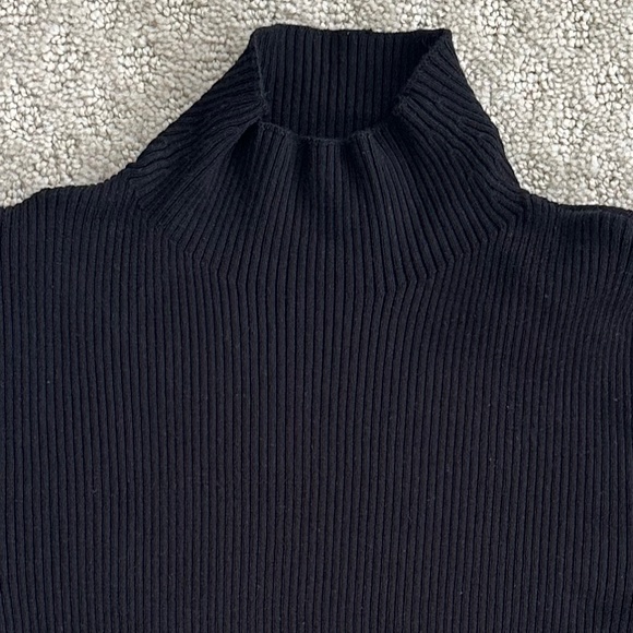 Philosophy Ribbed Knit Bell Sleeve Mock Neck Sweater/Top Black Med Stretchy Fall - Picture 2 of 11